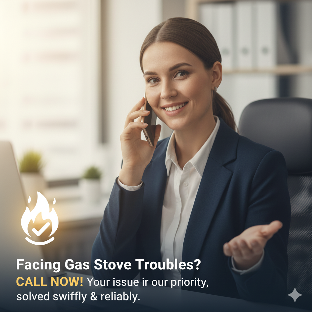 Technician servicing kitchen gas appliance